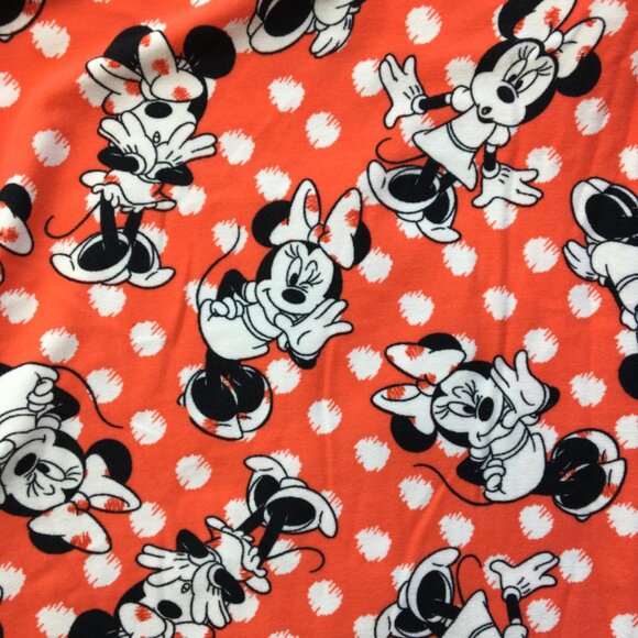 Boutique Style Patterned Character Leggings Minnie Mouse Hot Coral wh/dot - Picture 1 of 2